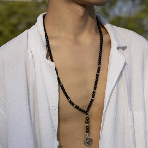 Акриловые ожерелья, скорлупа кокосового ореха, с тигровый глаз & Акрил, ювелирные изделия моды, черный, длина:73 см, продается PC