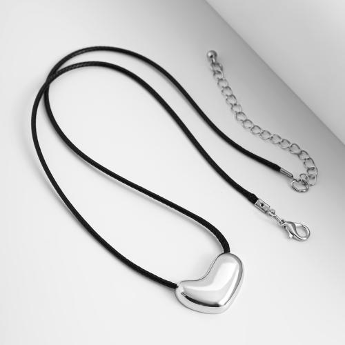 Zinc Alloy smykker halskæde, PU, med Zinc Alloy, med 7cm extender kæde, mode smykker, flere farver til valg, 25x17mm, Længde 46 cm, Solgt af PC