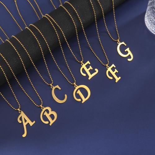 Stainless Steel Jewelry Necklace 304 Stainless Steel with Titanium Steel Alphabet Letter plated fashion jewelry & Unisex gold Length Approx 60 cm Sold By PC