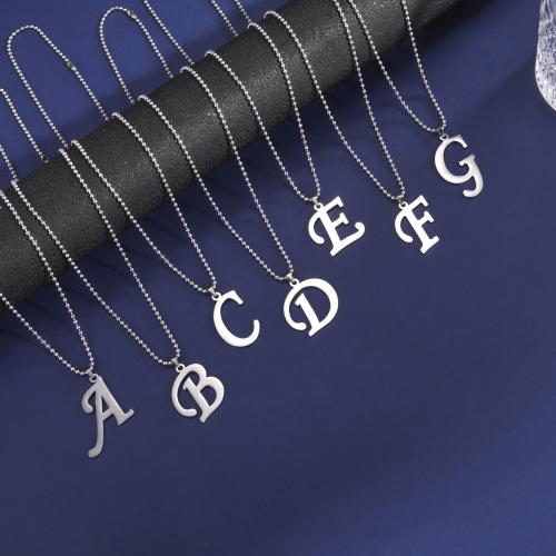 Stainless Steel Jewelry Necklace, 304 Stainless Steel, with Titanium Steel, Alphabet Letter, plated, fashion jewelry & Unisex, original color, Length:60 cm, Sold By PC