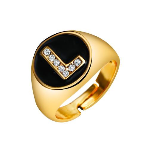 Cubique anneau en laiton Circonia Micro Pave, Placage, bijoux de mode & unisexe & pavé de micro zircon & émail, Or, Vendu par PC