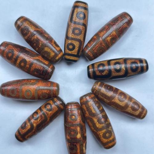Naturlige tibetanske Agate Dzi Beads, du kan DIY, dybrød, 56x20mm, Solgt af PC