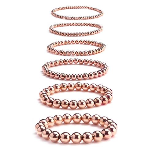 Stainless Steel Jewelry Bracelet, 304 Stainless Steel, with Elastic Thread, plated, fashion jewelry & different size for choice & for woman, rose gold color, Sold By PC