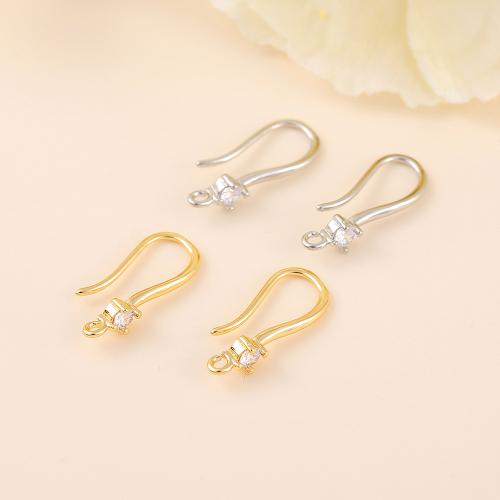 Brass Hook Earwire, real gold plated, DIY & micro pave cubic zirconia, more colors for choice, Sold By Pair