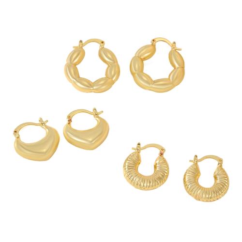 Brass Leverback Earring, real gold plated, different styles for choice & for woman, golden, Sold By Pair