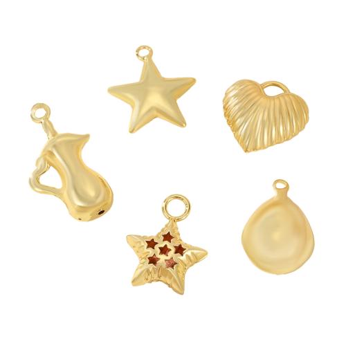 Brass Jewelry Pendants, real gold plated, DIY & different styles for choice & enamel, golden, Sold By PC