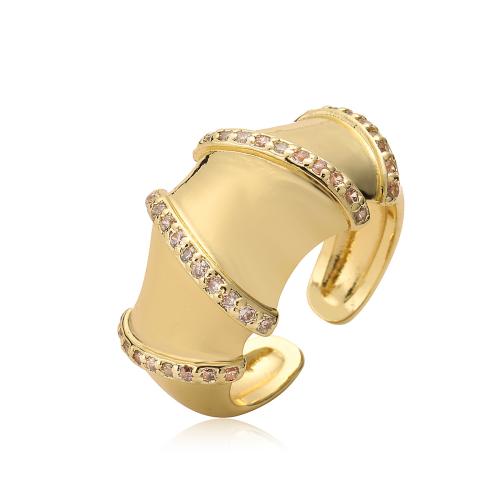 Cubique anneau en laiton Circonia Micro Pave, Plaqué d'or, pavé de micro zircon & pour femme, doré, Vendu par PC