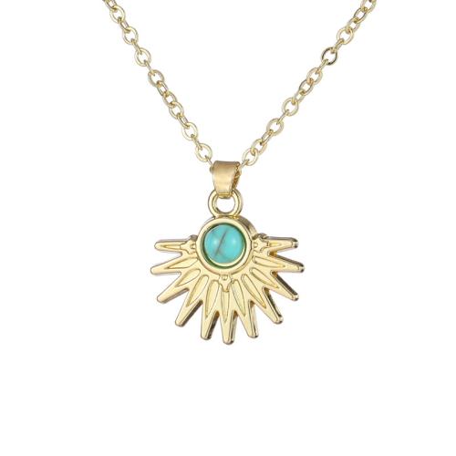 Tibetan Style Jewelry Necklace, with turquoise, plated, different styles for choice & micro pave cubic zirconia & for woman, golden, Length:Approx 45 cm, Sold By PC