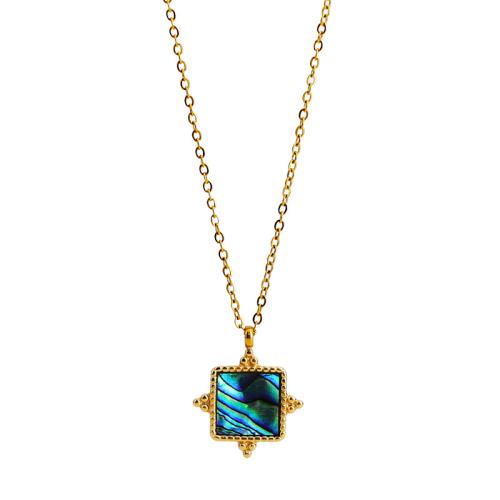 Titanstahl Halskette, mit Seeohr Muschel, mit Verlängerungskettchen von 5cm, für Frau, goldfarben, Länge:ca. 40 cm, verkauft von PC