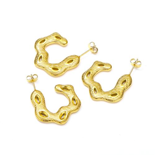 Stainless Steel Stud Earrings 304 Stainless Steel irregular Vacuum Ion Plating for woman Sold By Pair