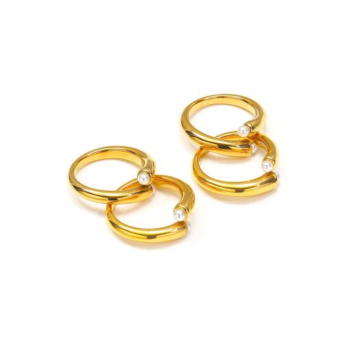 ステンレス鋼の指環, 304ステンレススチール, とともに プラスチック製パール, ラウンド形, 異なるサイズの選択 & 女性用, 無色, 売り手 ペア