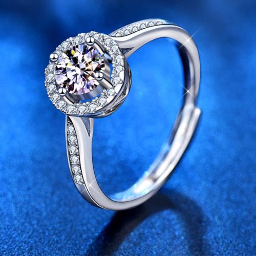 925 ασημένιο ασήμι Δέσε δάχτυλο του δακτυλίου, με Μοισανίτης, επιπλατινωμένα, κοσμήματα μόδας & διαφορετικό μέγεθος για την επιλογή & για τη γυναίκα, Μέγεθος:6-8, Sold Με PC