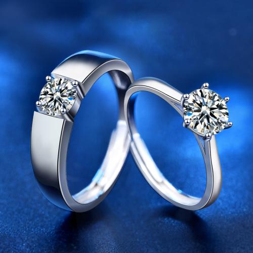 925 Sterling Silver Couple Ring with Moissanite adjustable & for couple Sold By PC