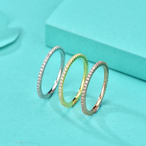Plata de ley 925 anillo, diverso tamaño para la opción & micro arcilla de zirconia cúbica & para mujer, más colores para la opción, tamaño:5-9, Vendido por UD