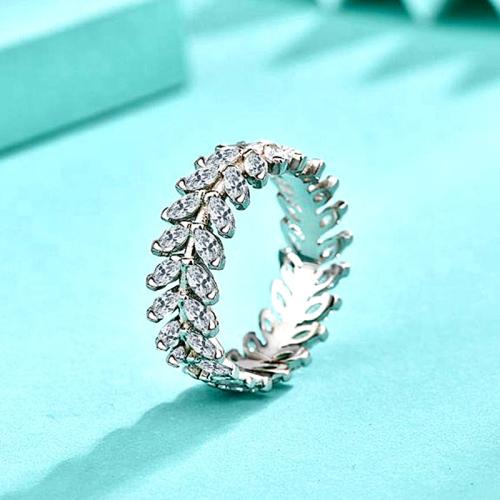 925 Sterling Silver Finger Ring, Wheat, platinum color plated, different size for choice & micro pave cubic zirconia & for woman, US Ring Size:6-9, Sold By PC