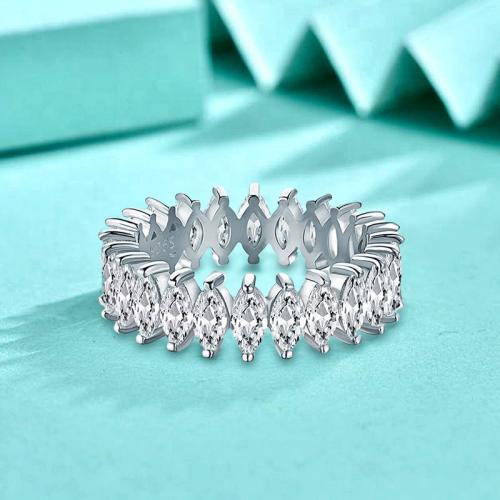 925 Sterling Silver Finger Ring Horse Eye platinum color plated & micro pave cubic zirconia & for woman US Ring Sold By PC