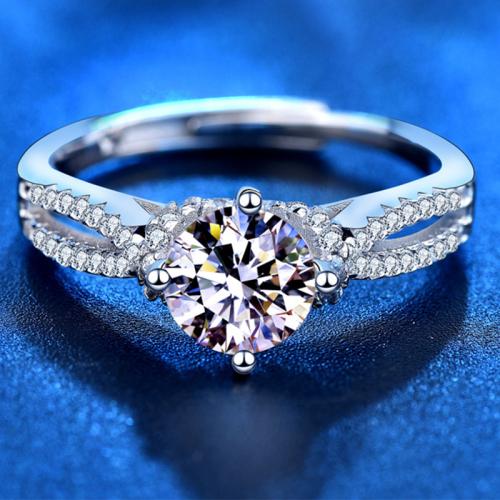 925 ασημένιο ασήμι Δέσε δάχτυλο του δακτυλίου, με Μοισανίτης, κοσμήματα μόδας & για τη γυναίκα & κοίλος, Μέγεθος:6-9, Sold Με PC
