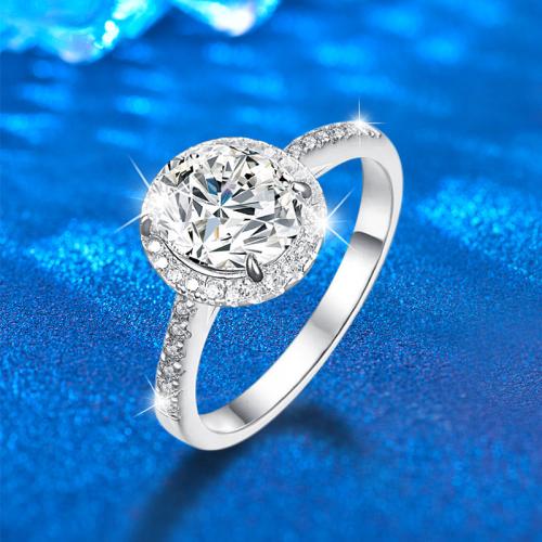 925 Sterling Silver Finger Ring with Moissanite Oval platinum color plated & for woman US Ring Sold By PC