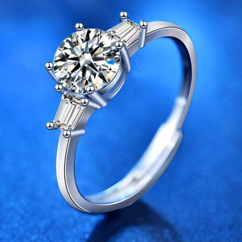 925 Sterling Silver Cuff Finger Ring with Moissanite platinum plated fashion jewelry & for woman Sold By PC
