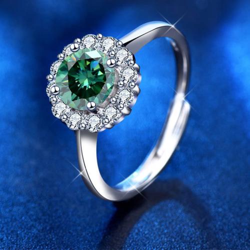 925 ασημένιο ασήμι Δέσε δάχτυλο του δακτυλίου, με Μοισανίτης, κοσμήματα μόδας & για τη γυναίκα, περισσότερα χρώματα για την επιλογή, Μέγεθος:6-8, Sold Με PC