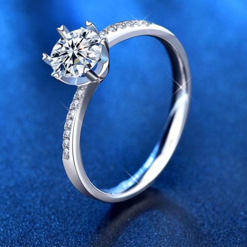 925 Sterling Silver Finger Ring, with Moissanite, Snowflake, platinum plated, fashion jewelry & different size for choice & for woman, US Ring Size:5-8, Sold By PC