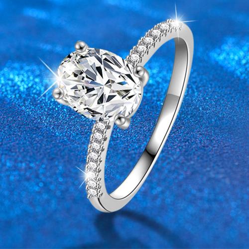 925 Sterling Silver Finger Ring, with Moissanite, Oval, fashion jewelry & different size for choice & for woman, US Ring Size:5-8, Sold By PC