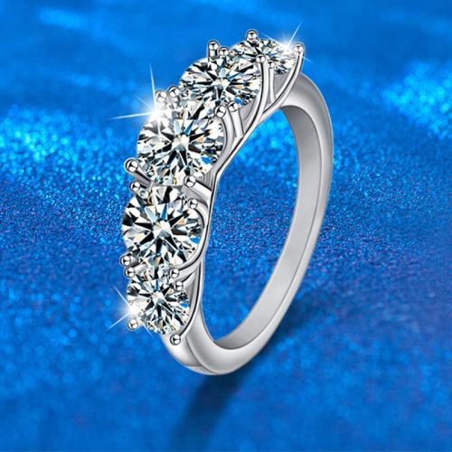 925 Sterling Silver Prst prsten, s Moissanitů, platina á, módní šperky & různé velikosti pro výběr & pro ženy, Velikost:5-8, Prodáno By PC