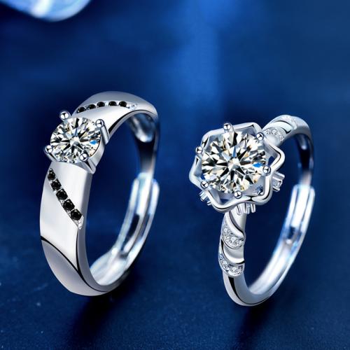 925er Sterling Silber Paar- Ring, mit Moissanite, platiniert, einstellbar & verschiedene Stile für Wahl & für paar, verkauft von PC