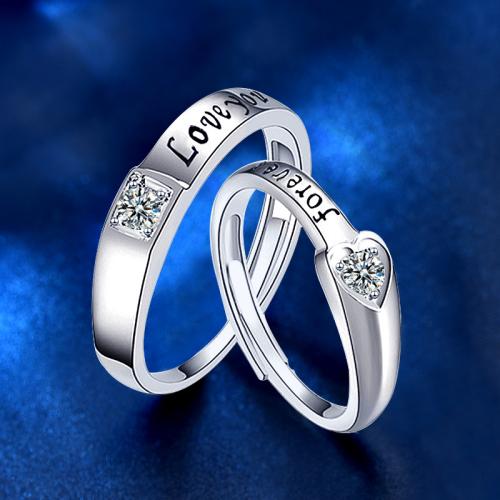 925er Sterling Silber Paar- Ring, platiniert, einstellbar & verschiedene Stile für Wahl & Micro pave Zirkonia & für paar, verkauft von PC