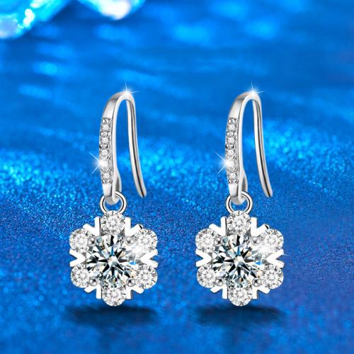 925 Sterling Silver Drop Earring with Moissanite Snowflake fashion jewelry & for woman Sold By Pair