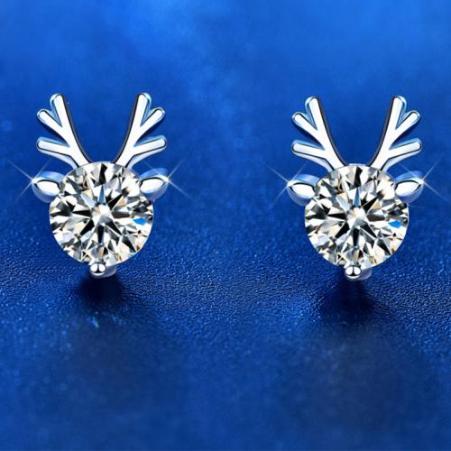 925 Sterling Silver Stud Earring with Moissanite Antlers platinum plated fashion jewelry & for woman Sold By Pair