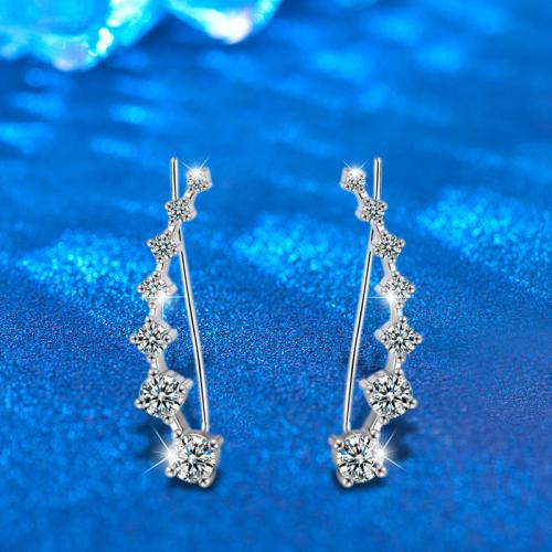 925 Sterling Silver Stud Earring with Moissanite fashion jewelry & for woman 30mm Sold By Pair