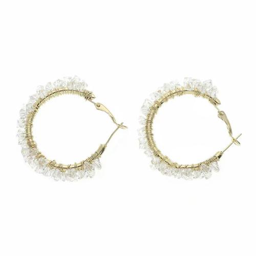 Boucles d'oreilles en alliage de zinc, avec Seedbead, bijoux de mode & pour femme, doré, 43x43mm, Vendu par paire