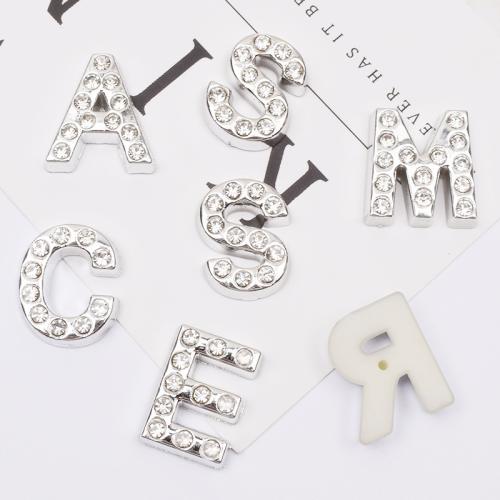 Jewelry Accessories Plastic Alphabet Letter DIY & with rhinestone silver color Sold By Bag