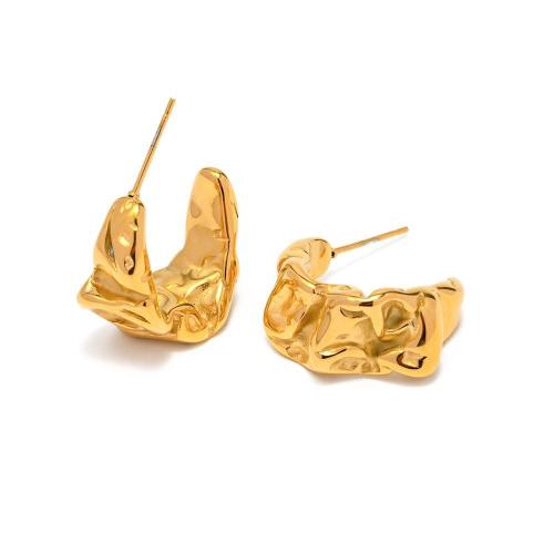 Boucle d'oreille de gaujon en acier inoxydable, Acier inoxydable 304, Plaqué or 18K, bijoux de mode & pour femme, doré, Vendu par paire