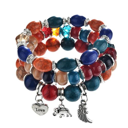 Tibetan Style Bracelet, three pieces & fashion jewelry & for woman, more colors for choice, Inner Diameter:Approx 50mm, Sold By Set