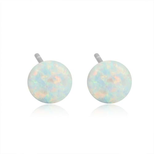 925 Sterling Silver Stud Earrings with Opal fashion jewelry & for woman 5.80mm Sold By Pair