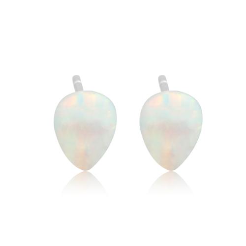 925 Sterling Silver Stud Earrings, with Opal, fashion jewelry & for woman, more colors for choice, 6.70mm, Sold By Pair