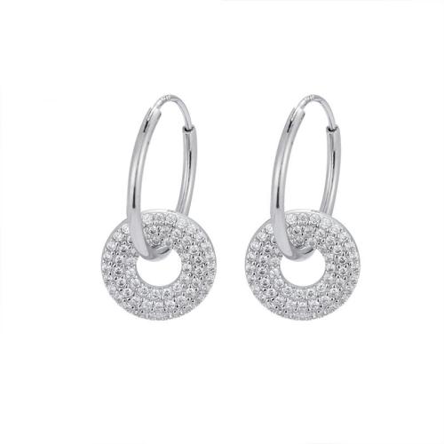 Cubic Zirconia Micro Pave Sterling Silver Earring, 925 Sterling Silver, fashion jewelry & micro pave cubic zirconia & for woman, 20.30mm, Sold By Pair
