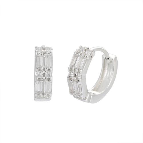 Zircon cubique Micro Pave d'oreille en argent sterling, Argent sterling 925, bijoux de mode & pavé de micro zircon & pour femme, 13mm, Vendu par paire