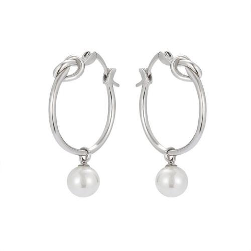 925 Sterling Silver Drop &  Dangle Earrings, with Shell Pearl, fashion jewelry & for woman, 33.40mm, Sold By Pair