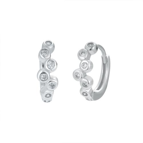 Zircon cubique Micro Pave d'oreille en argent sterling, Argent sterling 925, bijoux de mode & pavé de micro zircon & pour femme, 12.90mm, Vendu par paire
