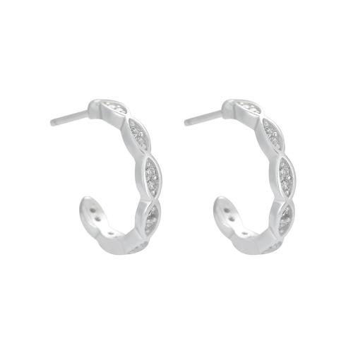 Cubic Zirconia micro pavimenta Sterling Silver Earring, 925 sterline d'argento, gioielli di moda & Micro spianare cubic zirconia & per la donna, 15mm, Venduto da coppia