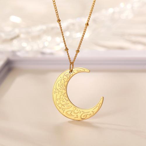 Stainless Steel Jewelry Necklace 304 Stainless Steel with 5CM extender chain Moon plated for woman Length 45 cm Sold By PC
