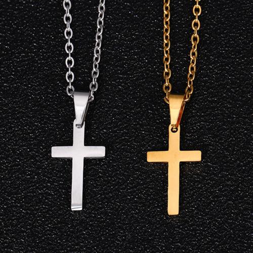 Stainless Steel Jewelry Necklace 304 Stainless Steel with 5CM extender chain Cross plated for woman Length 45 cm Sold By PC