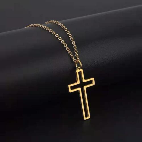 Stainless Steel Jewelry Necklace 304 Stainless Steel Cross plated for woman Length 45 cm Sold By PC
