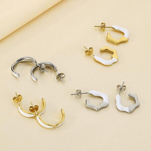 Titanium Steel  Earring, plated, different styles for choice & for woman & enamel, more colors for choice, Sold By Pair