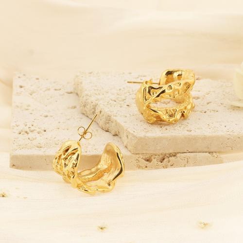 Titanium Steel  Earring, gold color plated, for woman, 24x15mm, Sold By Pair