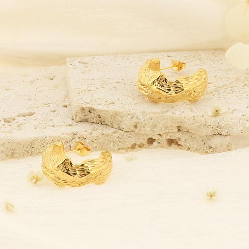 Boucle d'oreille Acier Titane, Placage de couleur d'or, pour femme, 22x10mm, Vendu par paire