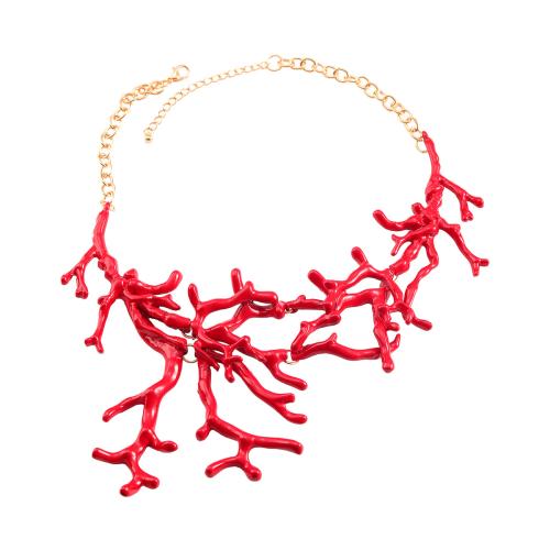 Tibetan Style Jewelry Necklace, with 3.46 Inch extender chain, painted, fashion jewelry & for woman, red, Length:Approx 17.79 Inch, Sold By PC